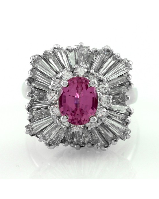 Ring-Dant 1.96ct Sapphire & 2.62ctw  Diamond Ballerina Ring/ Pendant in Platinum